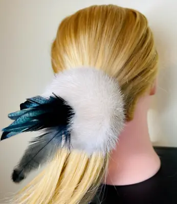 New Real Mink Fur Beige 3.5'' Diameter Hair Band/Scrunchie Ponytail Hold • $20