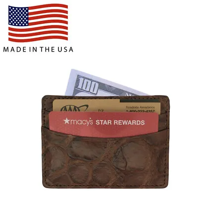 Brown Matte Genuine American Alligator 5 Pocket Card Case MADE IN THE USA E • $22.95