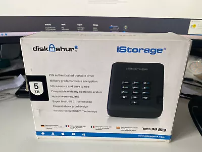 IStorage DiskAshur HDD 5TB 5400RPM XTS-AES 56-bit FIPS PUB 197 USB 3.1 IP5 • £190