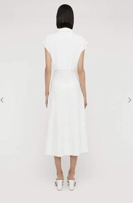 $399 • Buy Scanlan Theodore White Crepe Knit Shirt Dress Size Small