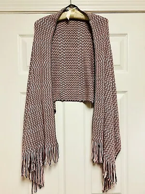 Missoni Made In Italy Large Woven Pink Multicolor Zig Zag Fringe Wrap • $60