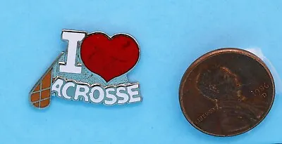 Enamel PIN Vtg I LOVE LACROSSE Heart SPORTS • $9.99