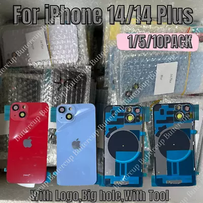 For IPhone 14/iPhone 14 Plus Back Glass Replacement Big Cam Hole Rear Cover Lot • $50.91