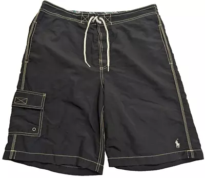 Ralph Lauren Mens Swim Shorts Swimming Trunks Polo Logo Draw String Black Size M • $19.95