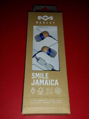 House Of Marley - SMILE JAMAICA Earbuds With Mic - Blue On White - NEW IN BOX • $14.92