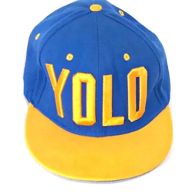 $14.99 • Buy YOLO That's Wthe Motto Trucker Snapback Hat Yellow Blue