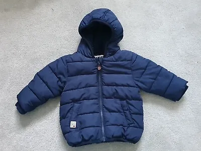 Next Baby Padded Navy Blue Winter Coat Age 6-9 Months • £4.95