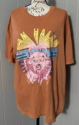 Van Halen Distressed Band Shirt Top Large L Orange New Short Sleeve New • £10.57