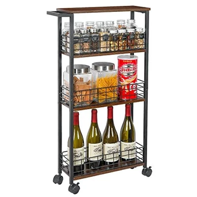 $40.49 • Buy LUMAMU Slim Storage Cart For Small Spaces, 4 Tier Rolling Storage Cart With W...