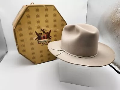 Vintage John B. Stetson 3x Beaver XXX Tan 7 1/8 Size Cowboy Hat Monnig's Mans • $149.99