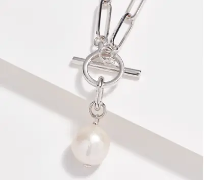 Affinity Sterling Silver Cultured Pearls Ming Pearl Paperclip Bracelet. 6-3/4  • $87.54