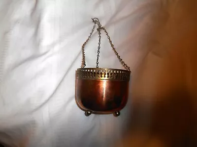 Vintage Copper Planter W Chains. Footed. L@@K!! • $19.99