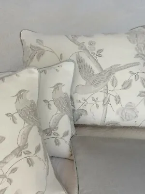 16  Laura ASHLEY SUMMER PALACE DOVE GREY FABRIC CUSHION COVER PIPED AUSTEY ETEEl • £19.50