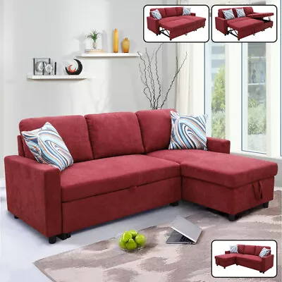 L-Shaped Sofa Chaise Sectional Sofa Bed 2-Piece Couch Storage Sleeper Sofabed • $840.74
