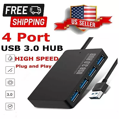 4 Port USB 3.0 Hub Cable  Power Adapter Splitter Multiple Extender For Laptop • $5.98