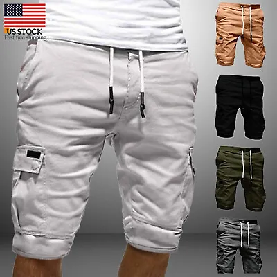 Men Casual Cargo Shorts Chino Pants Cargoshorts 6-Pockets Summer Beach Trousers • $18.86