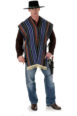 Bandito Multicolor Serape Fringe Trim Halloween Cowboy Western Costume Adult Men • $8.09