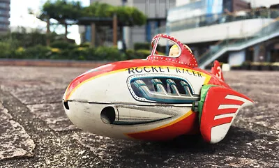 1950's Japanese Tin Toy Masudaya Rocket Racer With Outer Box Friction Vintage • $299