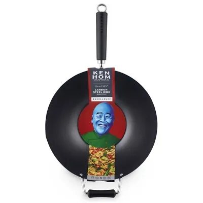 Ken Hom Excellence Non-Stick Carbon Steel Cooking Stir Fry Pan Mini Wok 35cm • £34.99