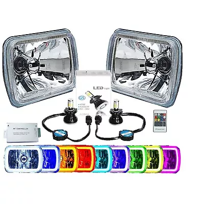 7x6  RGB COB Color Change White Red Blue Green Halo Angel Eye 40W LED Headlights • $339.95