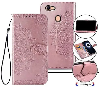 $6.95 • Buy Oppo A73 A75 F5 Wallet Case Embossed Pu Leather Half Mandala