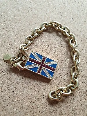 £22 • Buy Kirks Folly Bracelet GoldTone  Reversible UnionJack/American Flags Charm RARE
