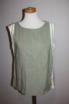 Womens NWT Zara Basic Tencel Tank Top Medium Z1975 Denim Olive Green Silver • $9