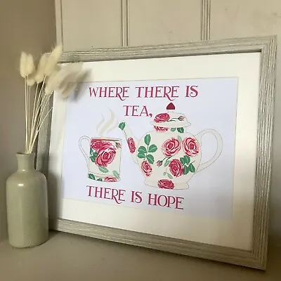 £9.99 • Buy Emma Bridgewater Inspired Pink Roses A4 Print Where There Is Tea, There Is Hope