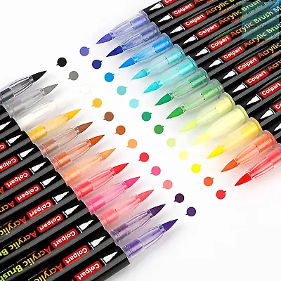 Paint Pens Acrylic Markers-24 Colours Acrylic Paint Brush-Markers For Wood Glass • £9.84
