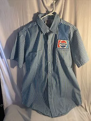 Vintage Protehall Pepsi Work Shirt 1970s Striped Short Sleeves Buttons Patch • $19.99