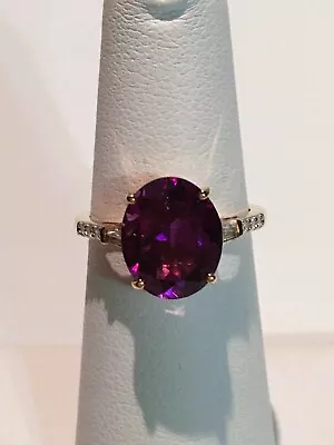 NWT 10K Yellow Gold AAA Moroccan Amethyst And Diamond Ring 3.60 Ctw • $375