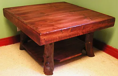Adirondack Coffee Table Rustic Wood Square Log Cabin Furniture FREE SHIPPING • $645
