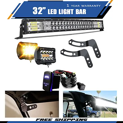 $86.99 • Buy Upper Windshield 32  Curved LED Light Bar Bracket Kit For Polaris RZR XP1000/900
