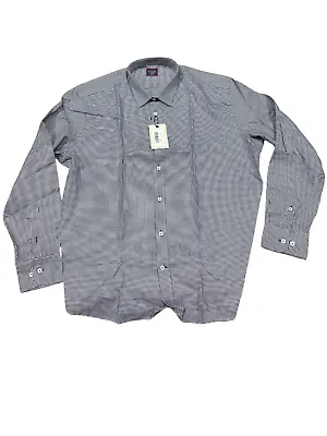 UNTUCKit Emerson Men's Long Sleeve Button Up Shirt Navy Checker Regular Fit 3XL • $29.99