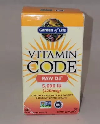 Garden Of Life Vitamin Code Raw D3 5000 Iu 60 Veg Caps 125 Mcg • $21.95