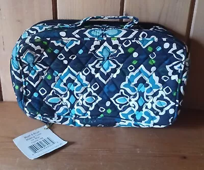 Vera Bradley Blush & Brush Cosmetic Makeup Case Ink Blue Travel Bag  NWT 9  • $24.95