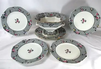 Antique Staffordshire 6pc  Dessert Set Gainsborough Whieldon Ware By F. Winkle • $89.99