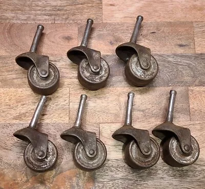 Lot (6)Antique Vintage Metal Wheel Furniture Casters Inch Wheels • $24.95