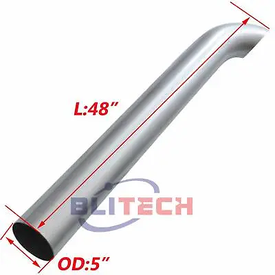 Aluminized 5 OD X 48  Curved Stack 5 Inch Semi Truck Exhaust Pipe • $59.40