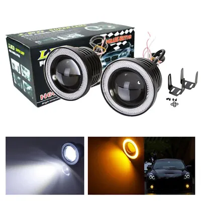 2X 3.5 Inch 3200Lm Round LED Fog Lights Lamp With Amber Angel Eyes Halo Ring 12V • $24.99