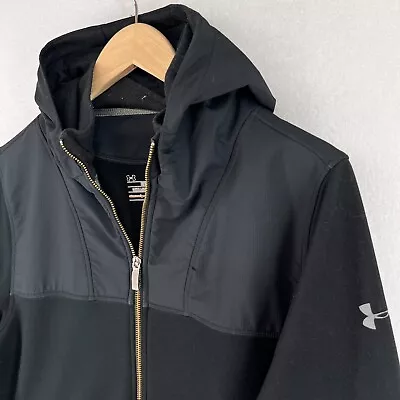 UNDER ARMOUR Hoodie Mens M FLUX All Season Gear Fitted Full Zip Sweatshirt Black • $27.99