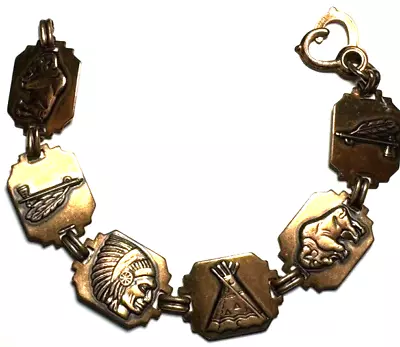 Vintage Jewelry Bracelet Chain Link Copper Native American Tribal Chief 47 • $5