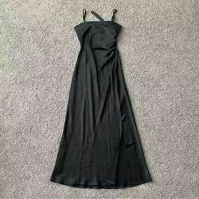House Of Harlow 1960 Womens Size S Ruched Side Satin Maxi Slip Dress Black • $89.95