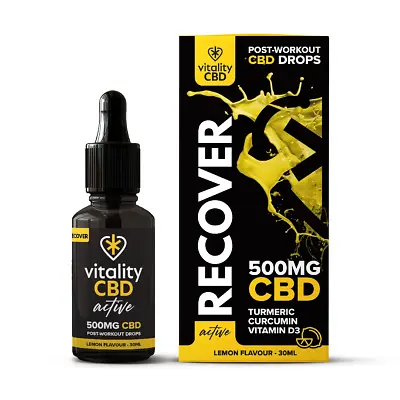 CBD Vitality Active: Recover CBD Oil 500 / 1000 / 2000mg Lemon Flavour 30ml  • £19.99