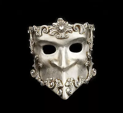 Mask From Venice Bauta Barocco Silver Authentic Venetian Paper Mache 274 V41 • $56.05