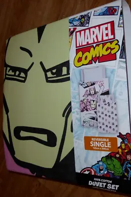 Marvel Comics Reversible Size Single Duvet Cover Set 100% Cotton Bedding *new* • £18.99