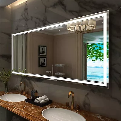 Illuminated LED Bathroom Mirror With Lights Large Dimmable Wall Vanity Mirrors • $129.90