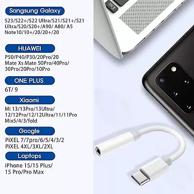 Braided USB Type C To 3.5mm Audio Headphones Jack Adapter For All Mobile Phone • £5.99