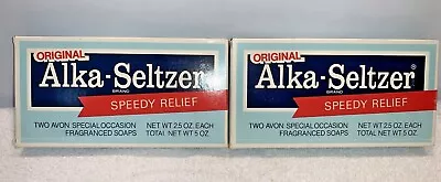 2 Boxes Vintage Avon ALKA SELTZER SPEEDY RELIEF Round Gentlemen’s Soap POP ART • $19.99