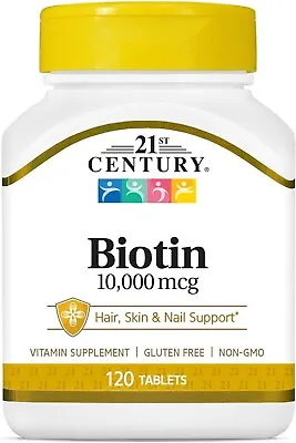 21st Century Biotin 10000 Mcg Tablets 120 Count Exp: 05/24 • $10.89